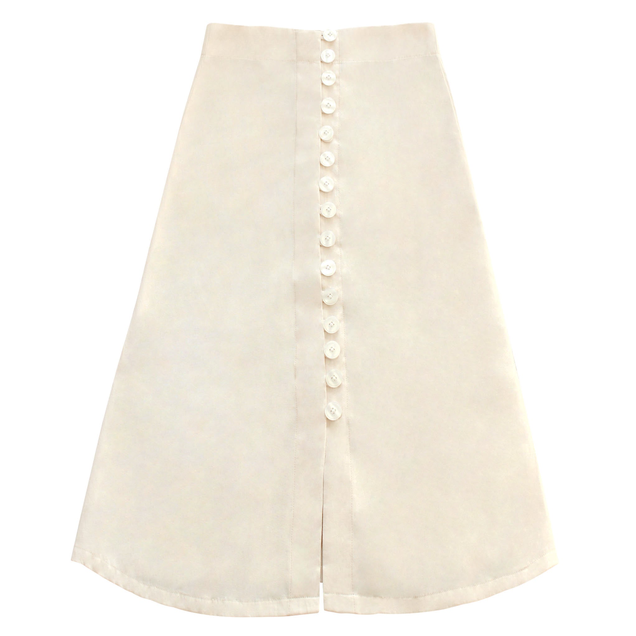 Beige skirt with button details on a white background