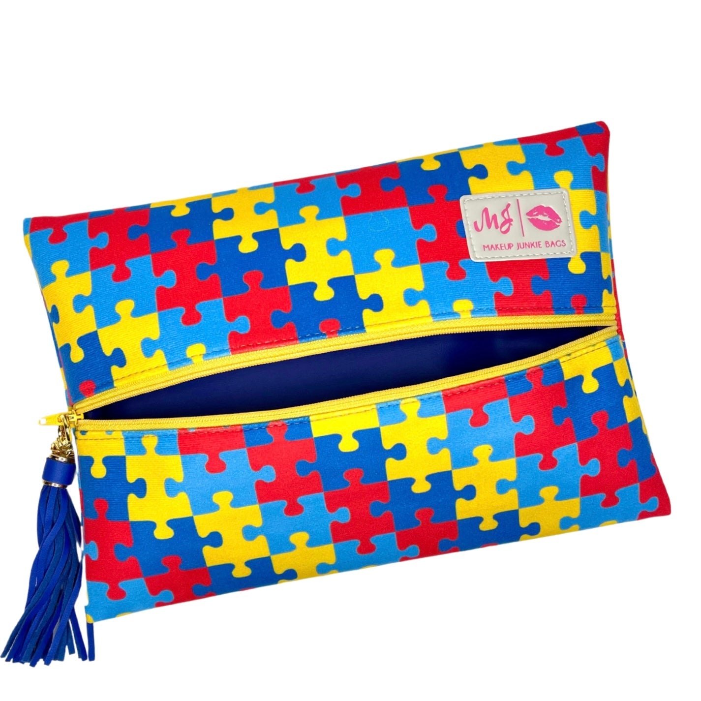 Autism Awareness Puzzle Makeup Junkie Bag
