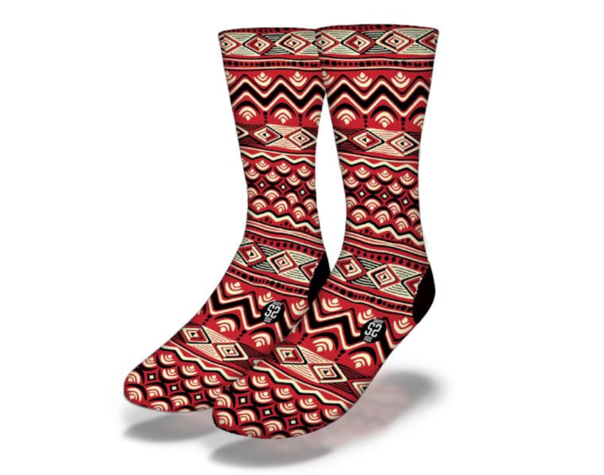 Red Hot Zig Zag Pattern Socks