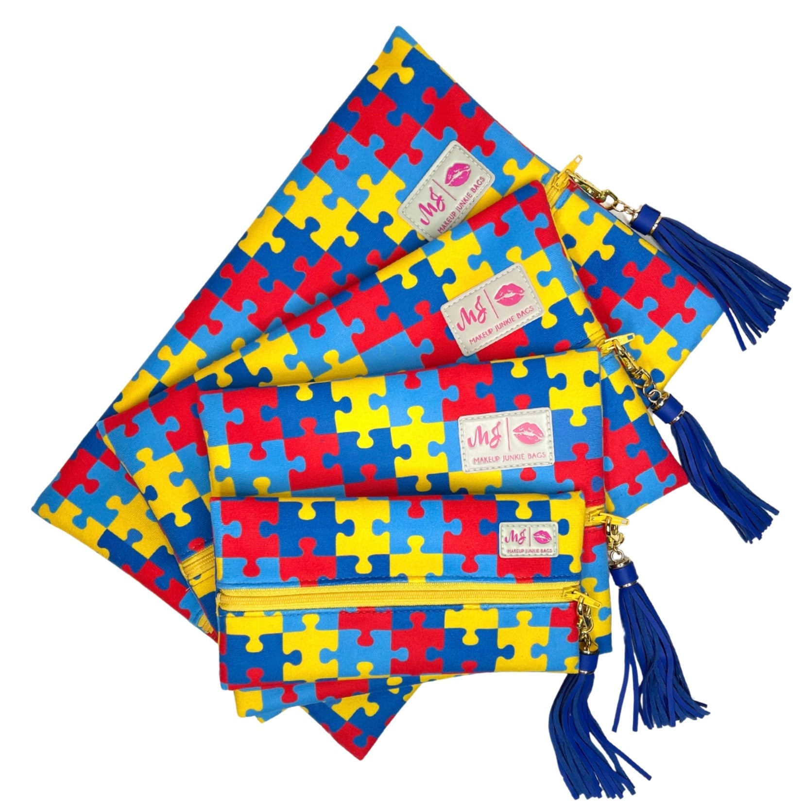 Autism Awareness Puzzle Makeup Junkie Bag
