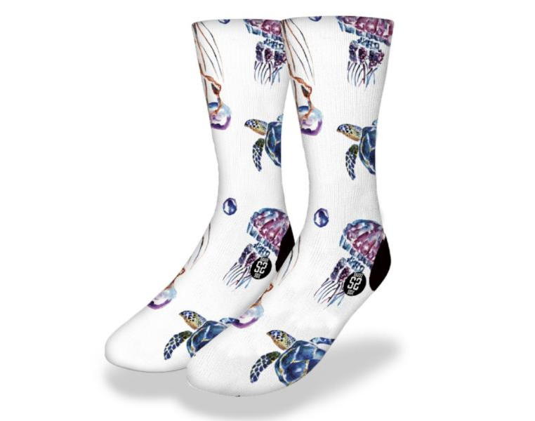 Jellyfish and Sea Turtle Socks