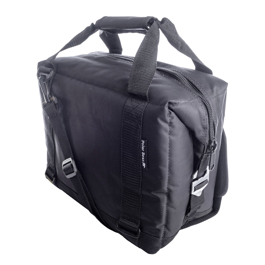 Black bag with straps on a white background