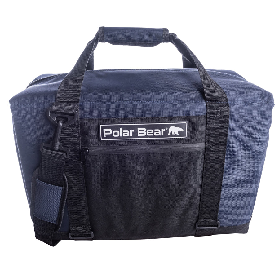 Blue and black bag with 'Polar Bear' logo on a white background