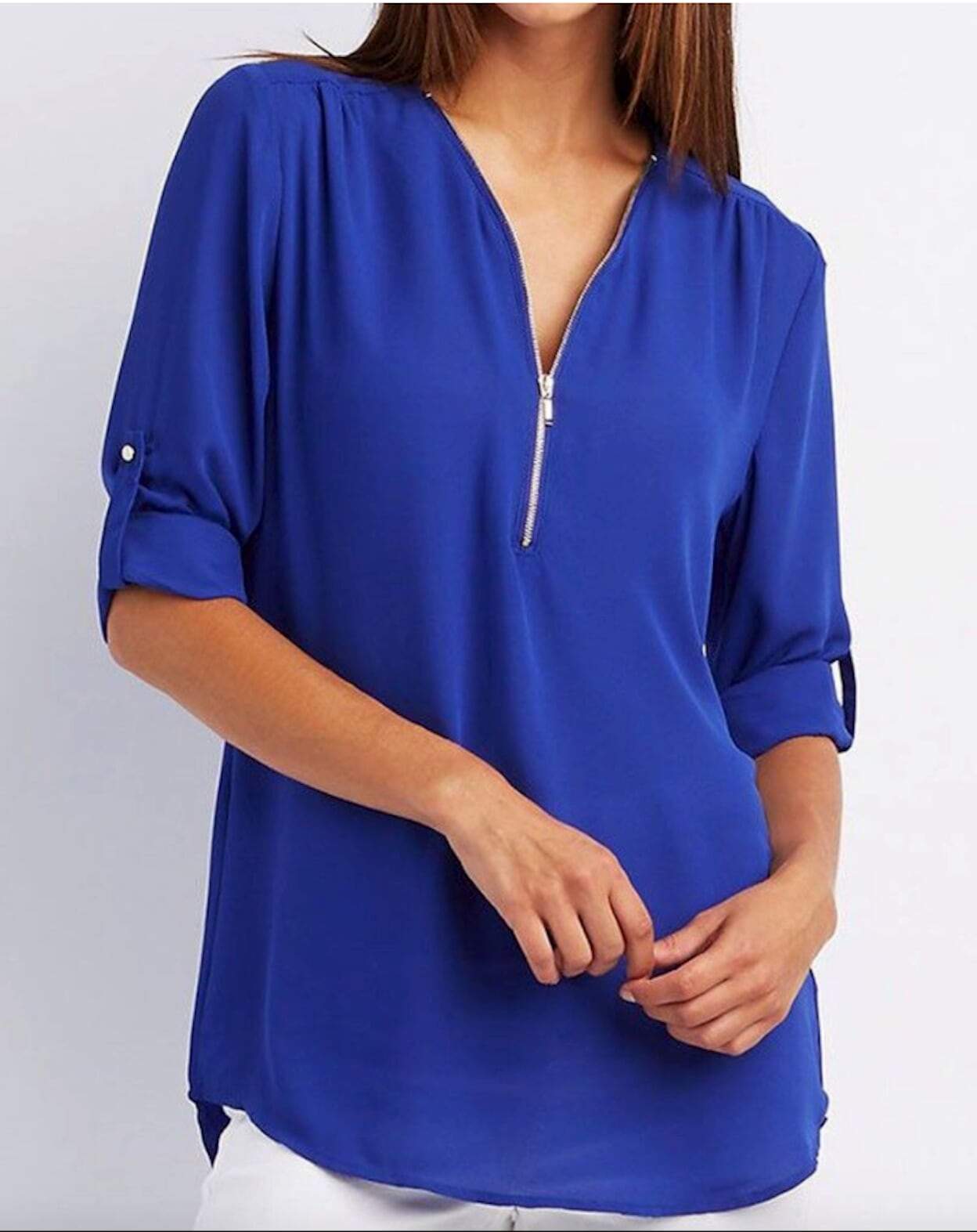 V Neck Chiffon Blouse