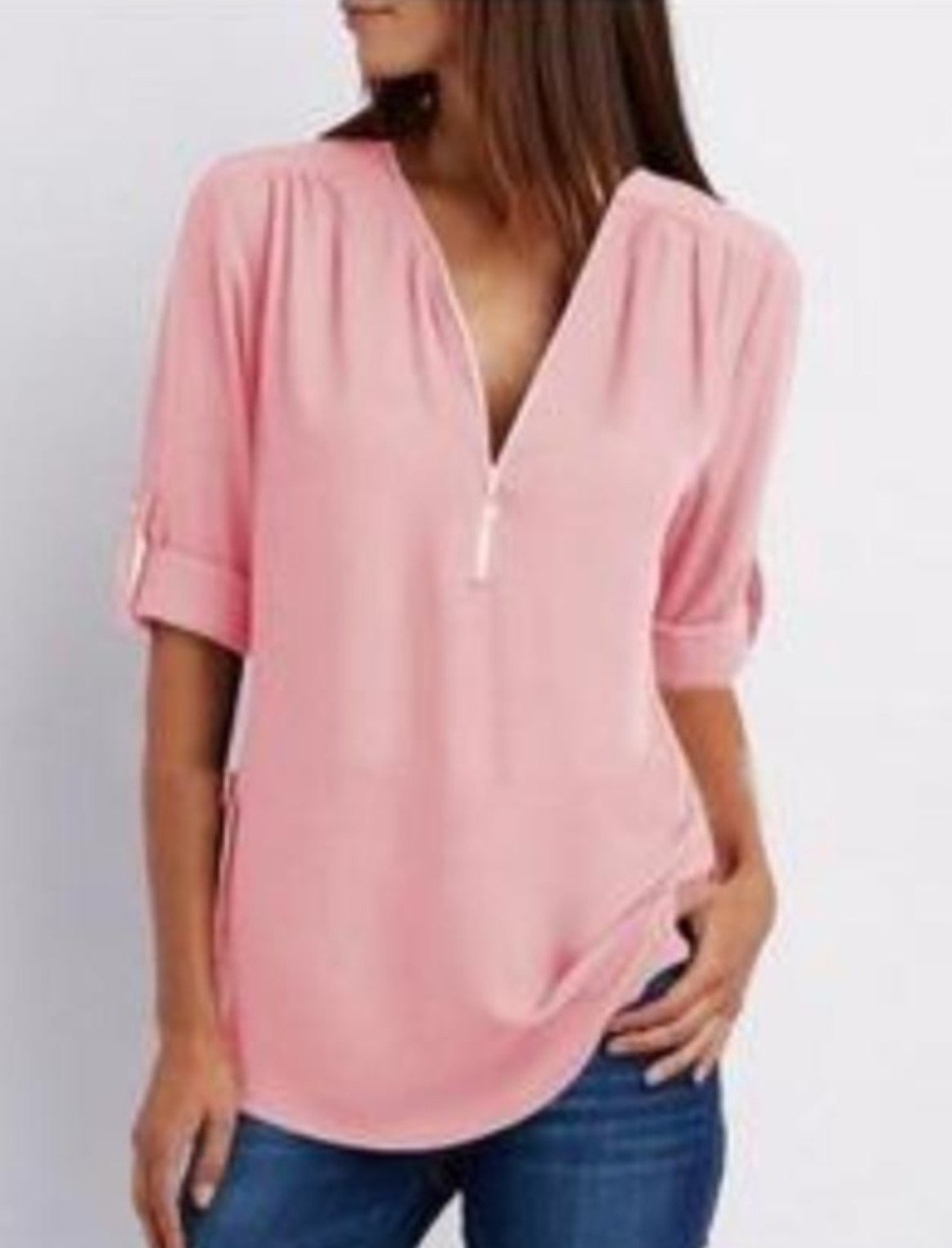 V Neck Chiffon Blouse