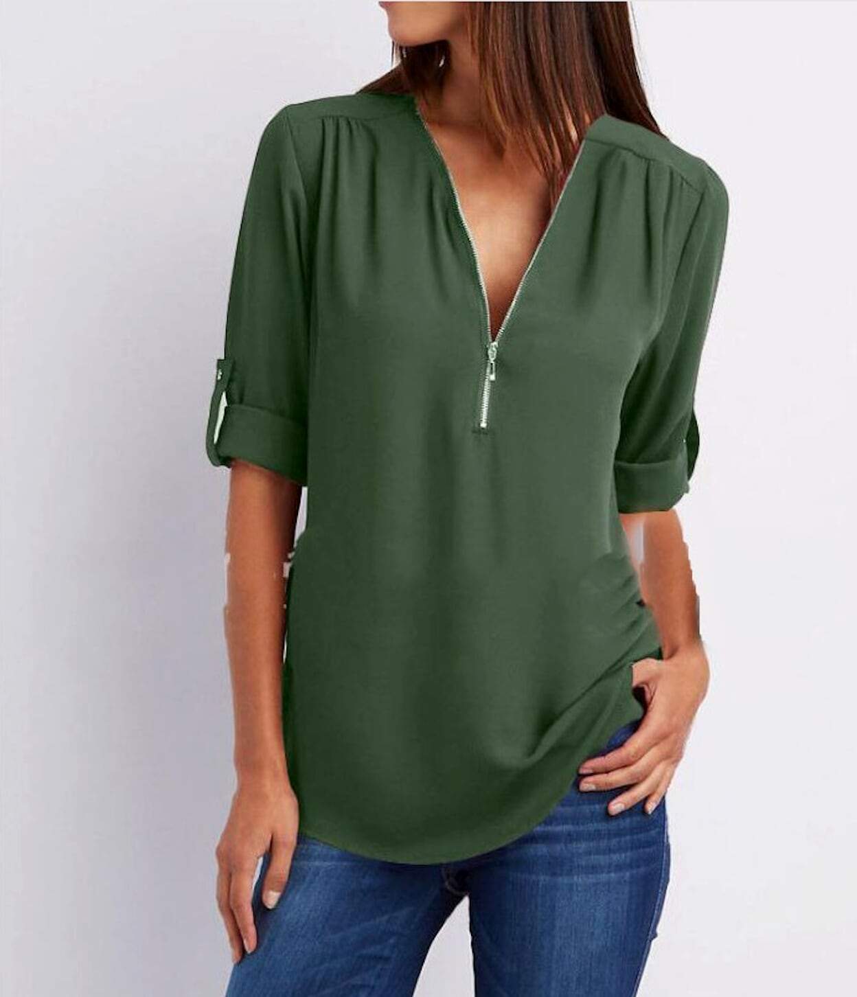 V Neck Chiffon Blouse