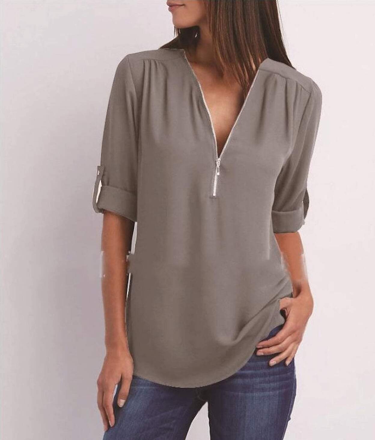 V Neck Chiffon Blouse