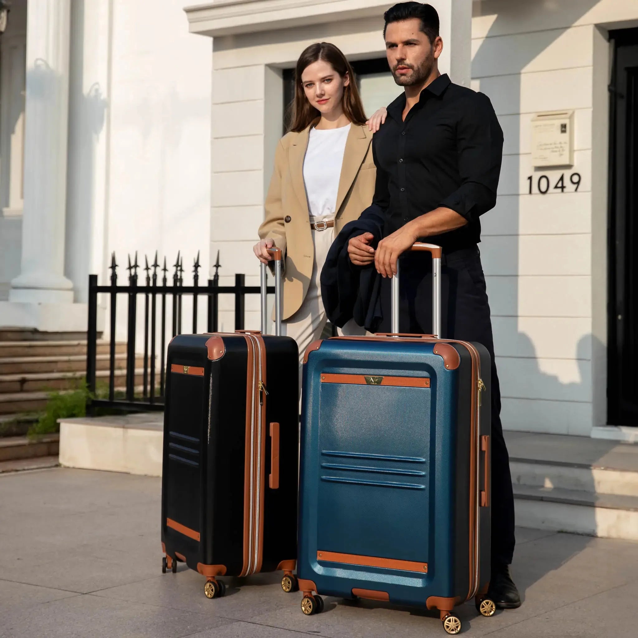 Vintage Three Piece Expandable Retro Luggage Set