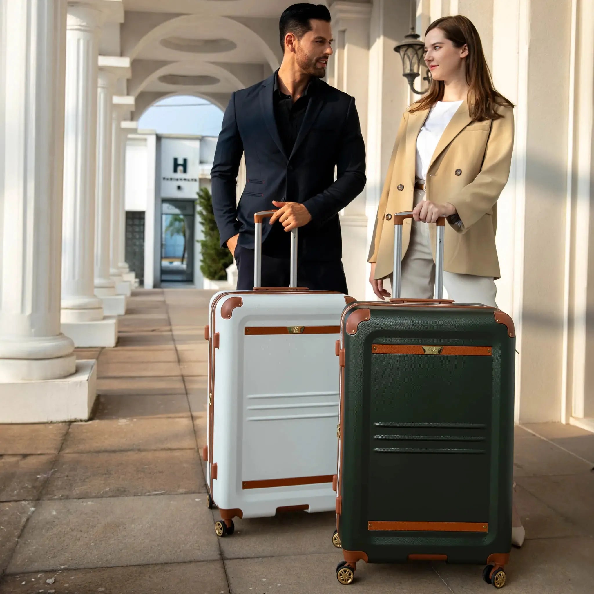 Vintage Three Piece Expandable Retro Luggage Set