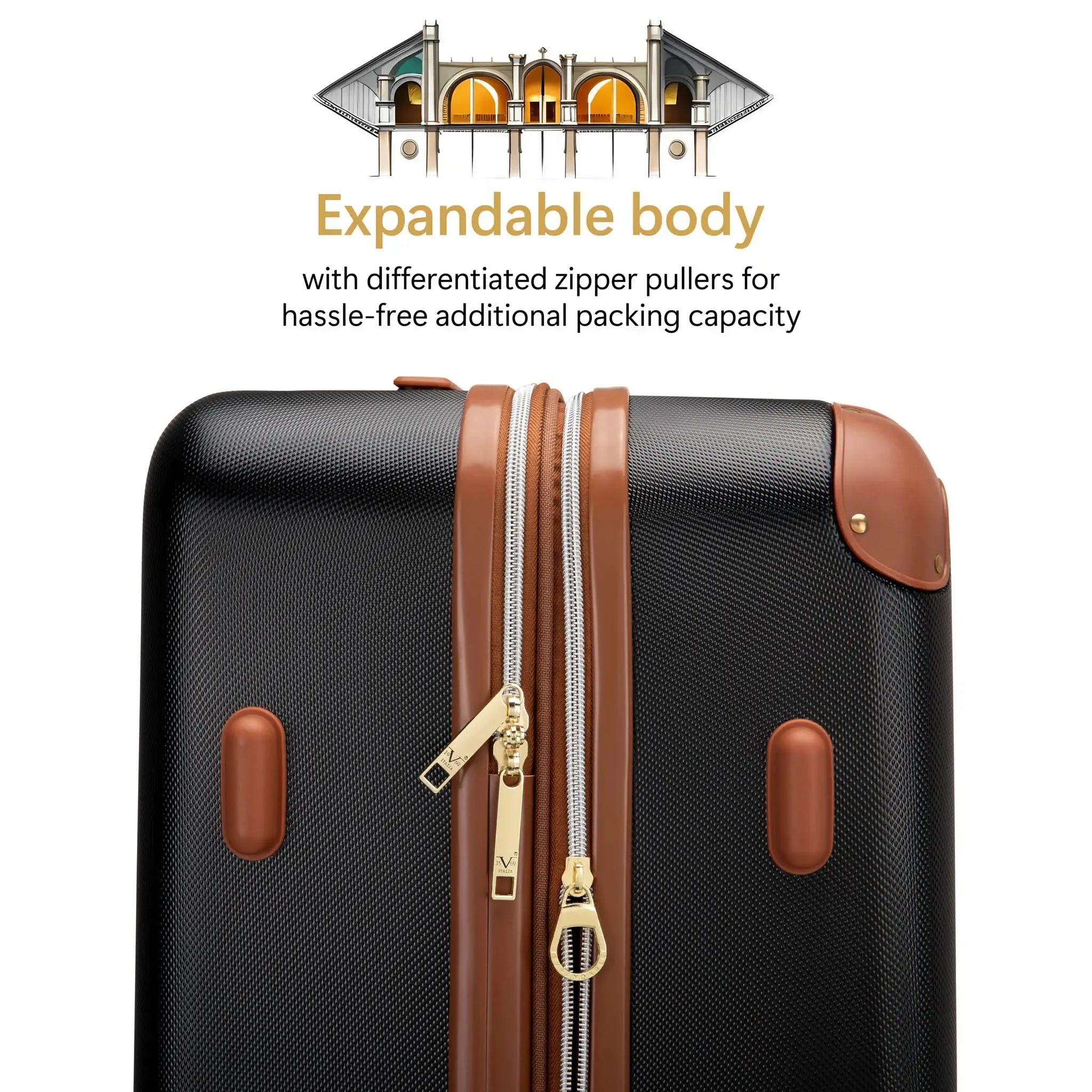 Vintage Three Piece Expandable Retro Luggage Set