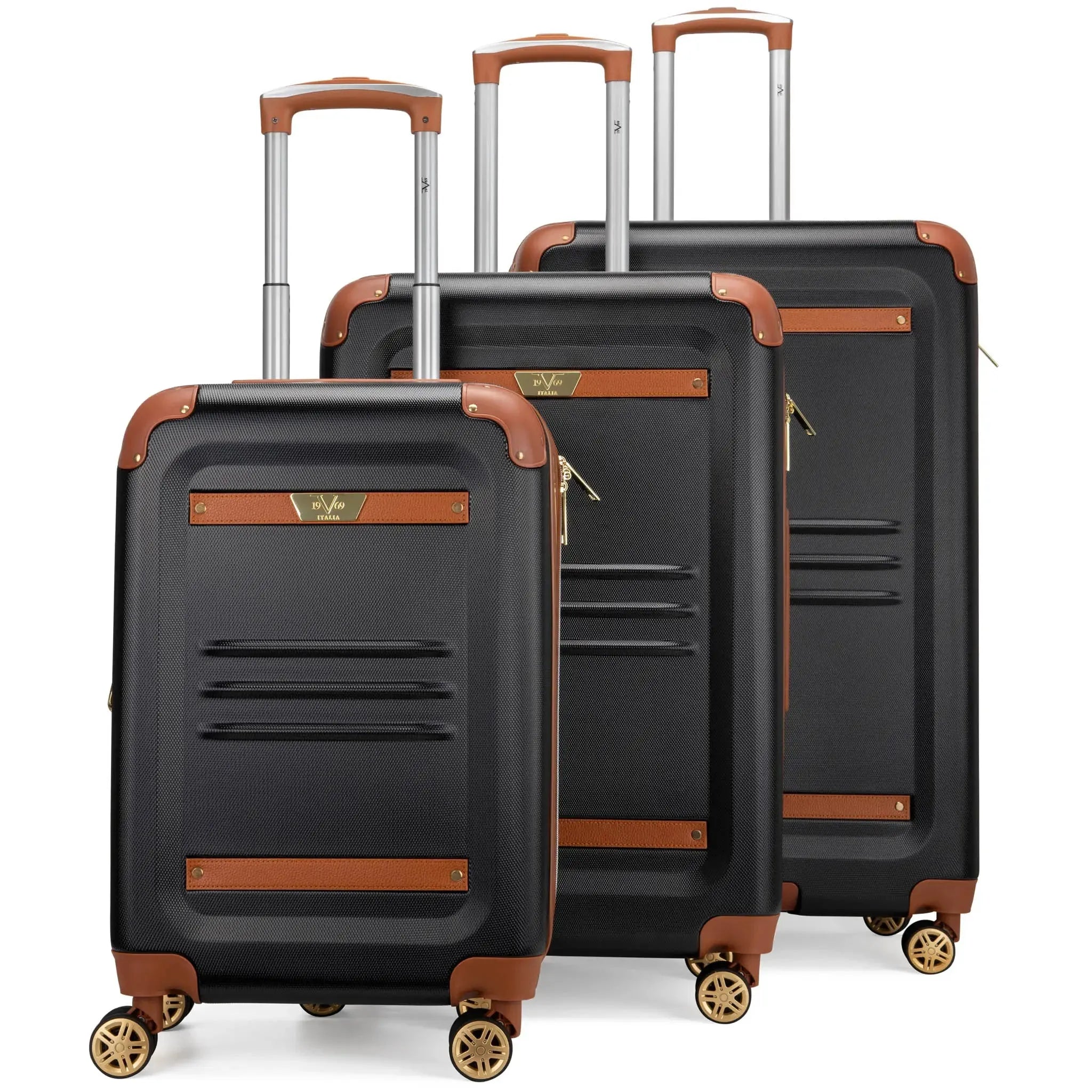 Vintage Three Piece Expandable Retro Luggage Set