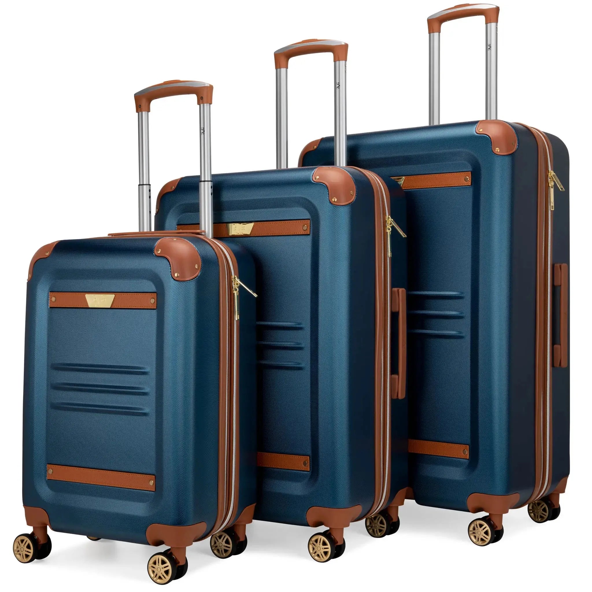 Vintage Three Piece Expandable Retro Luggage Set