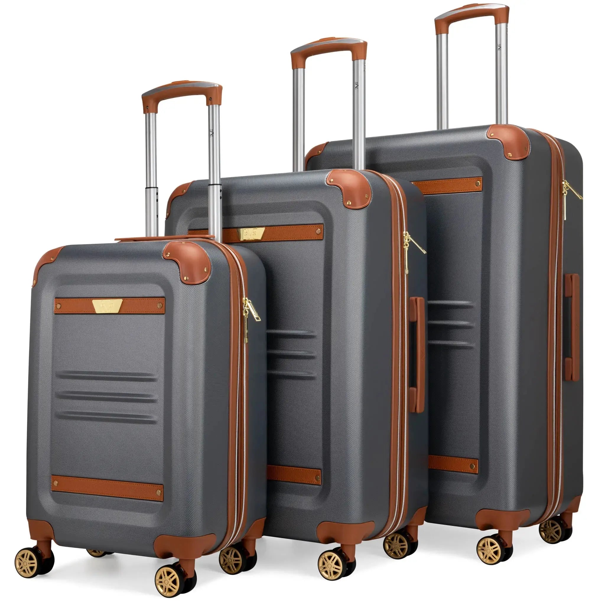 Vintage Three Piece Expandable Retro Luggage Set