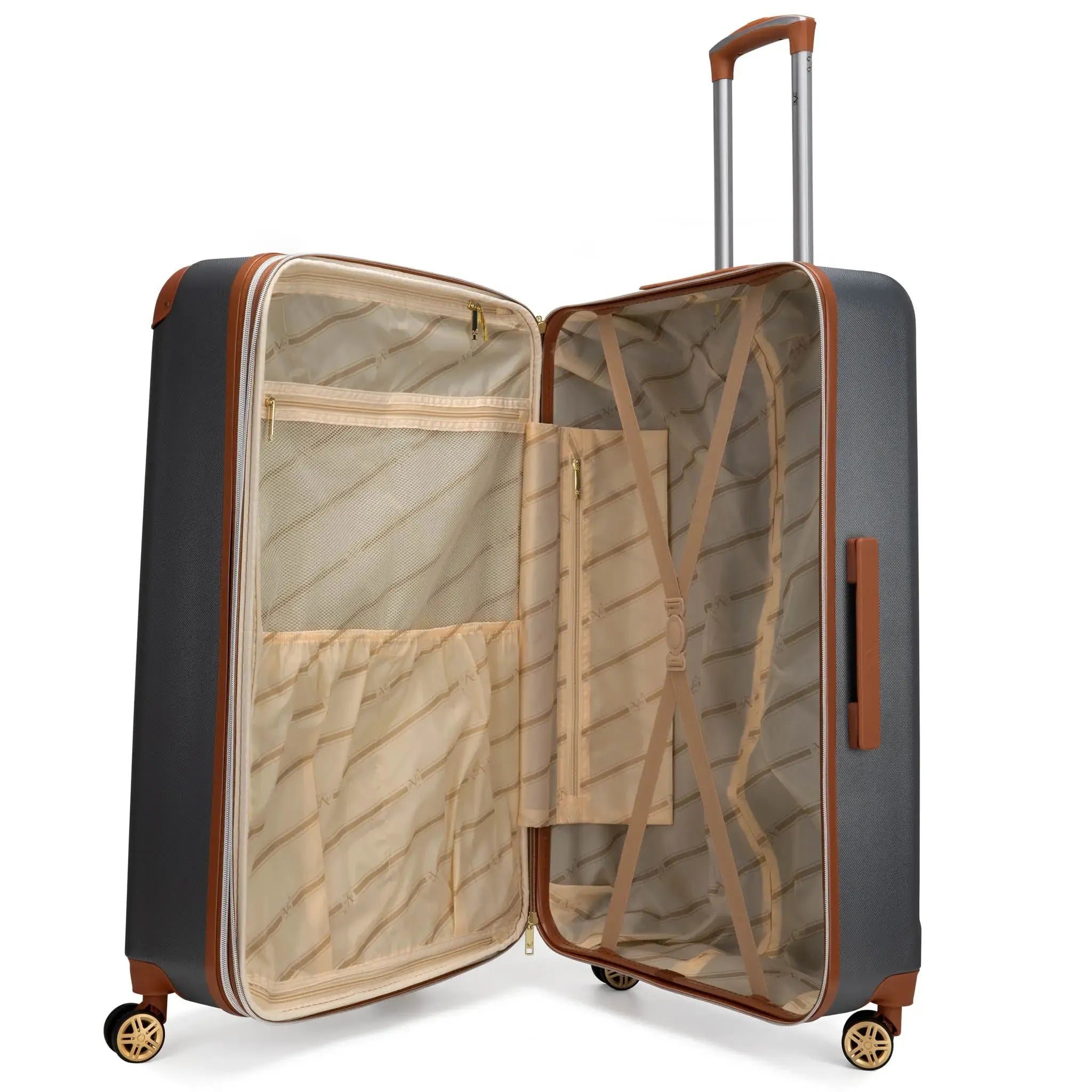 Vintage Three Piece Expandable Retro Luggage Set