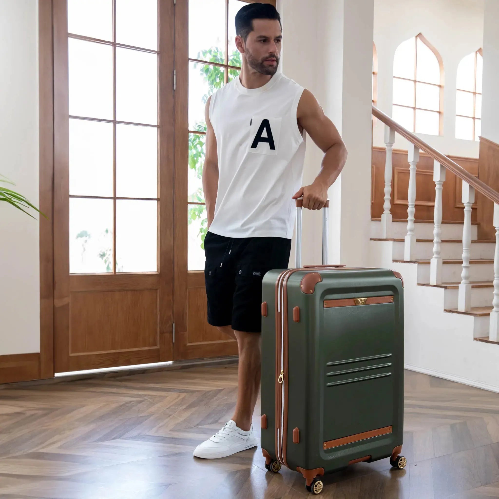 Vintage Three Piece Expandable Retro Luggage Set
