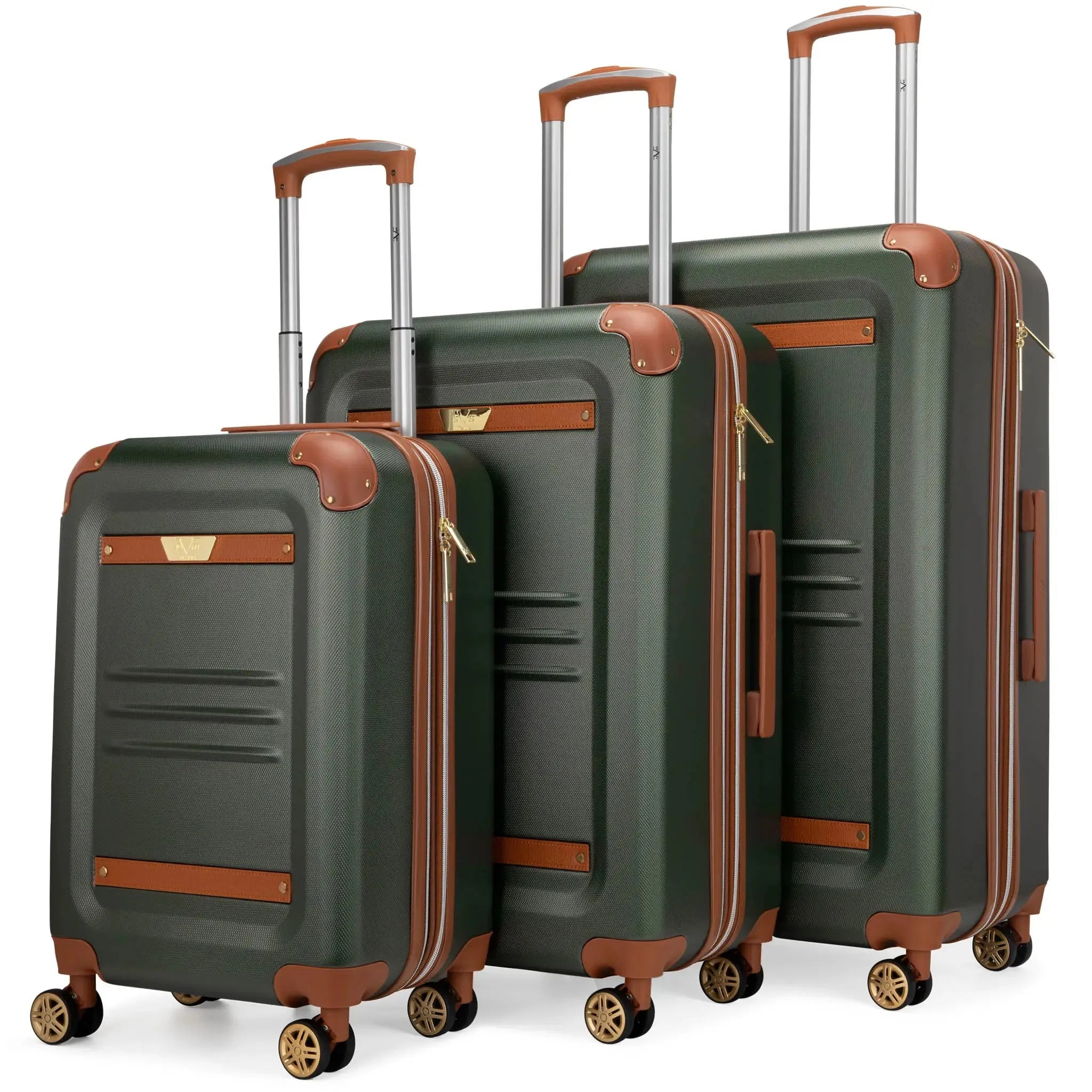 Vintage Three Piece Expandable Retro Luggage Set
