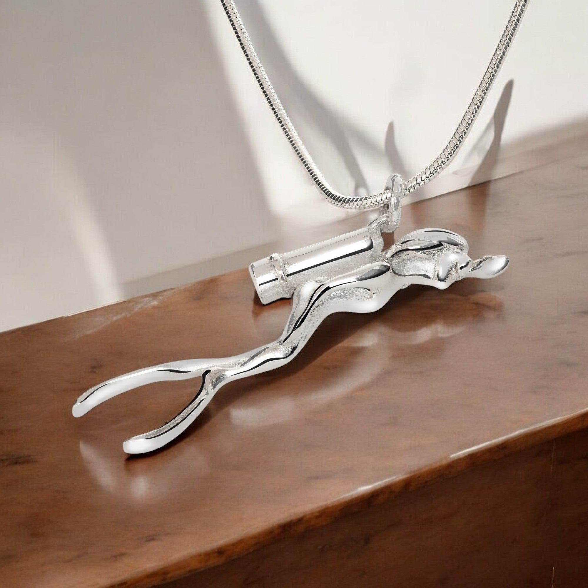 Women Scuba Diver Pendant Sterling Silver Necklace 