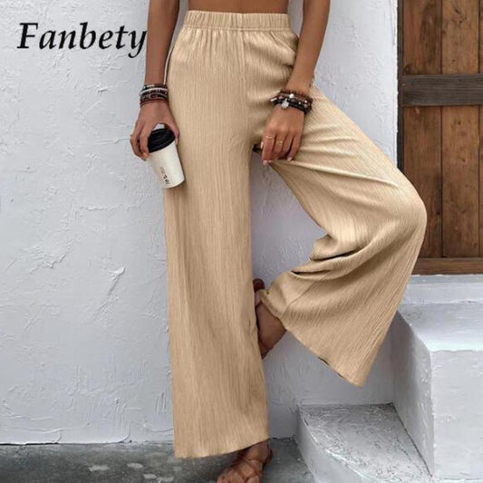 Women Solid Color Straight Trousers - Sun of the Beach Boutique
