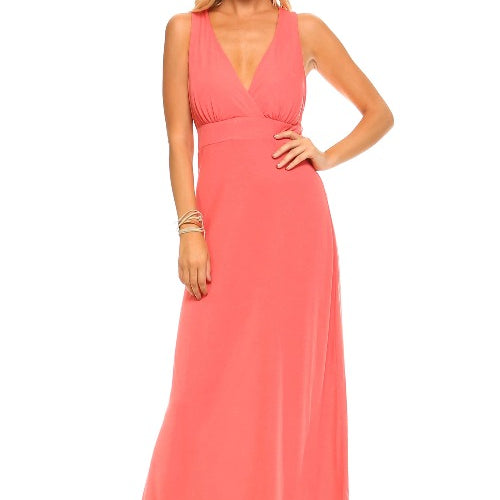 Women&#39;s Halter Maxi Dress with Cross Back Straps