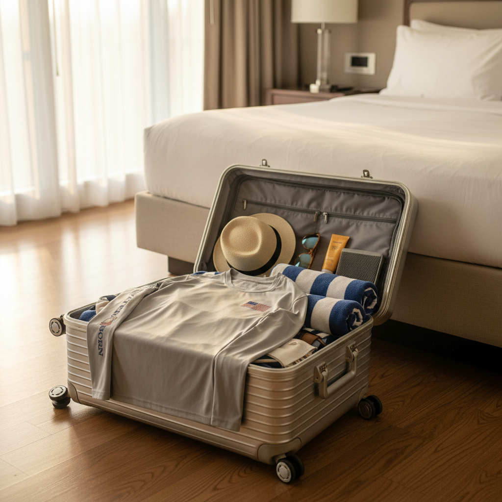 Gray long-sleeve shirt with American flag and 'Saltwater Born' text on a white background