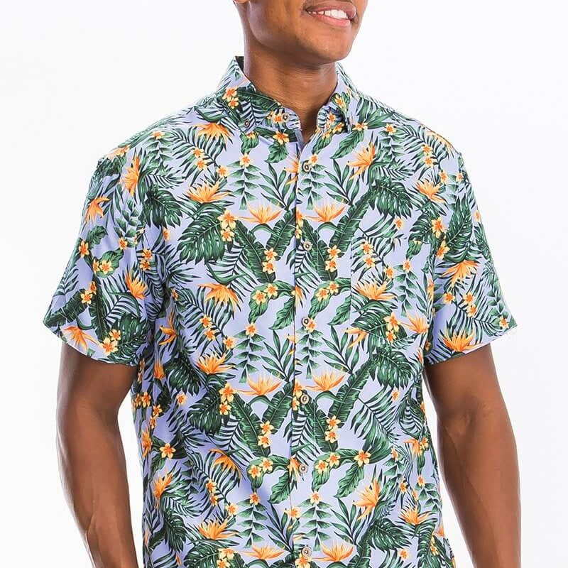Yellow Flower Hawaiian Button Down Shirt