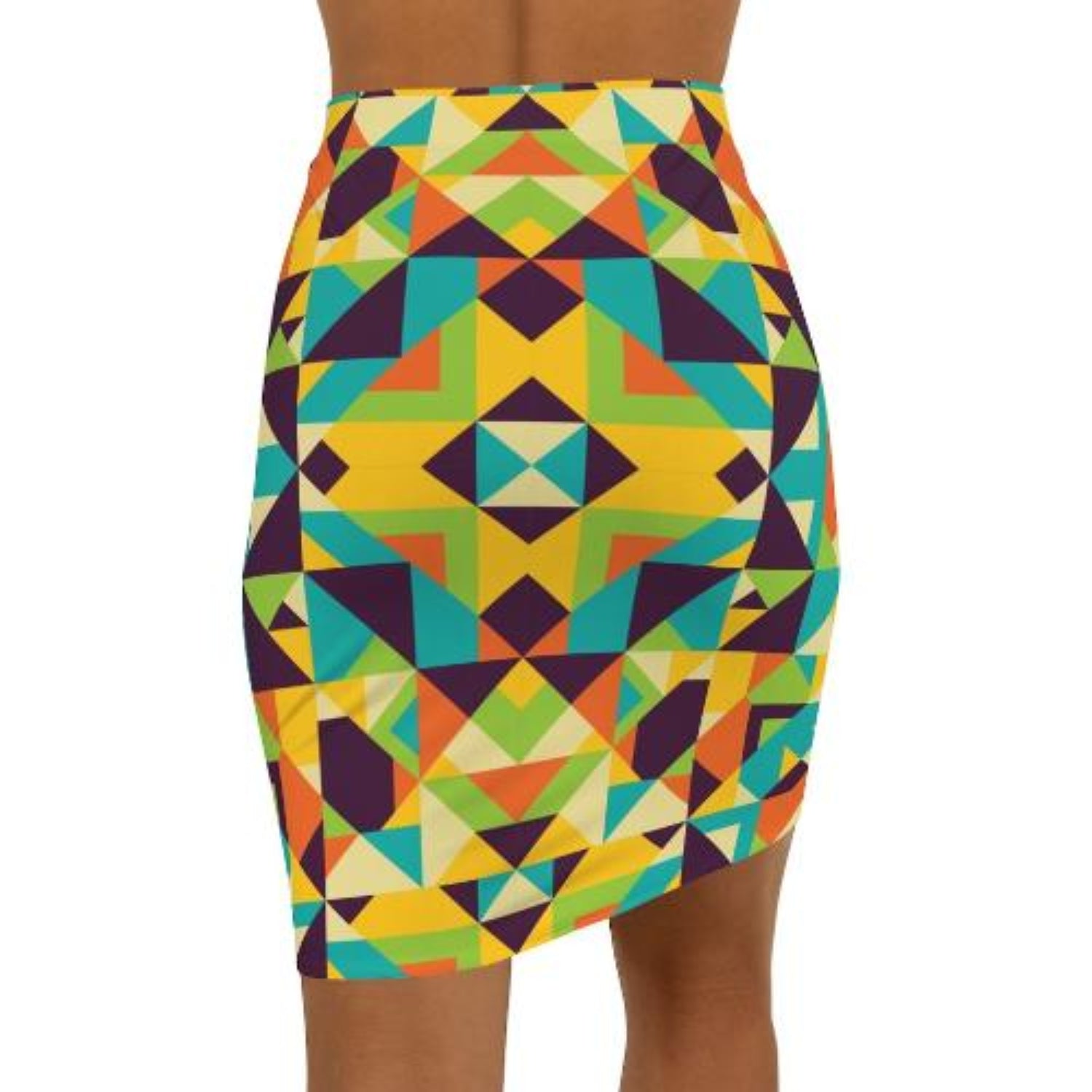 Yellow Multicolor Geometric Style Skirt