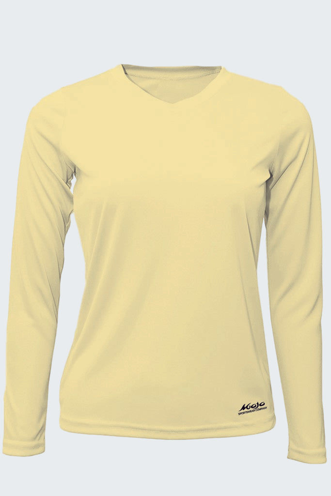 Yellow long-sleeve shirt on a white background