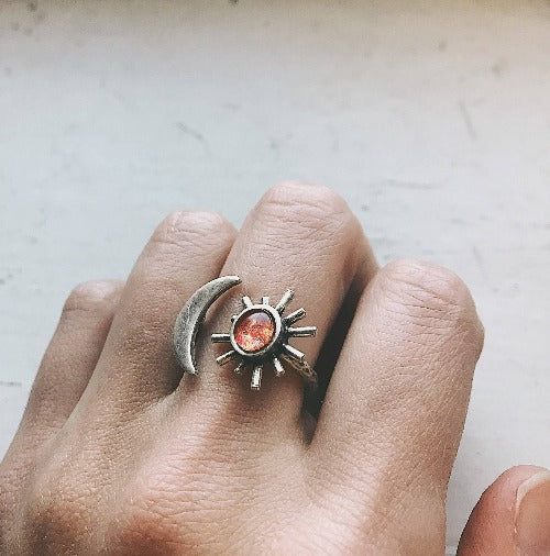 Yugen Sun and Moon Sculptural Statement Ring