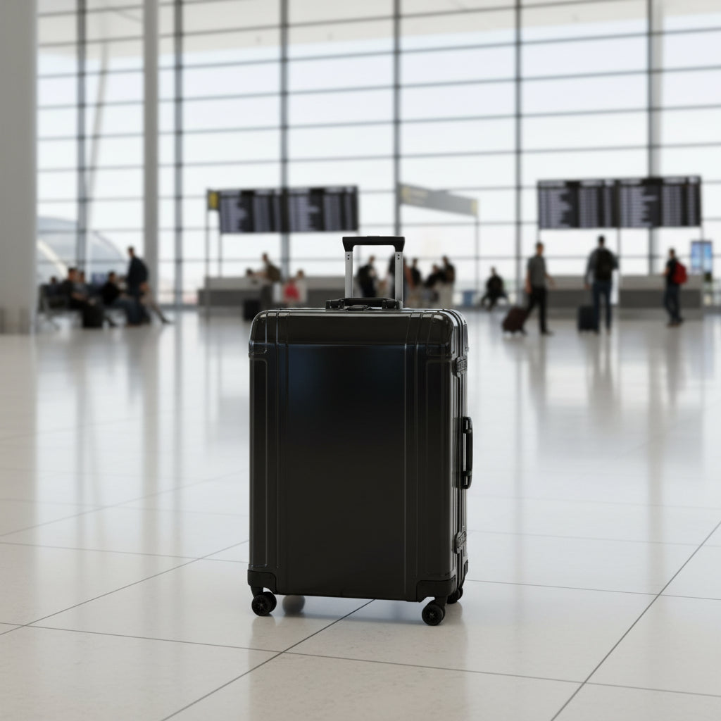 Black suitcase on a white background