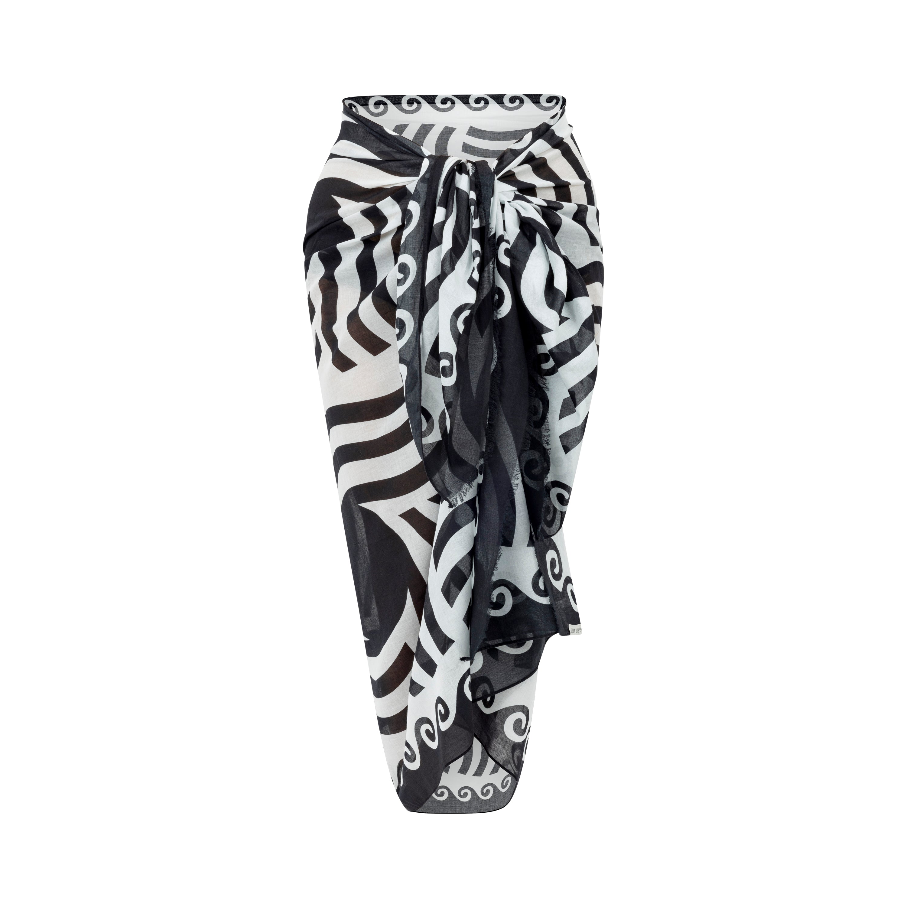 Black and white patterned scarf on a white background