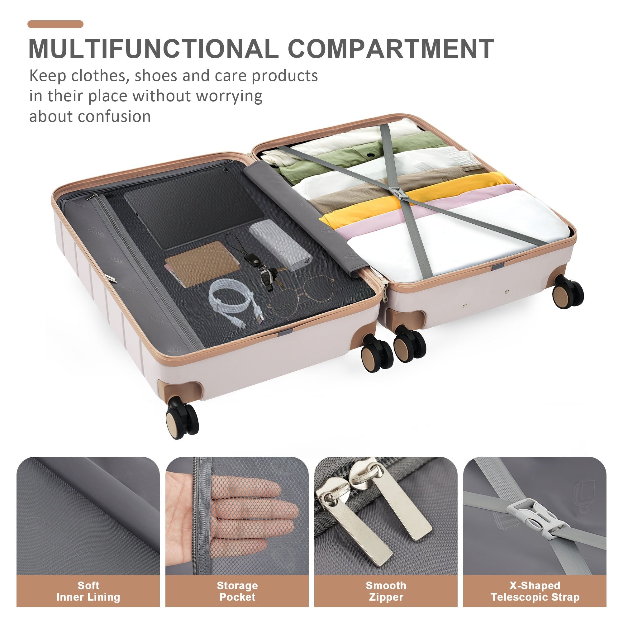  Premium ABS Three Piece TSA Lock Suitcase Ensemble