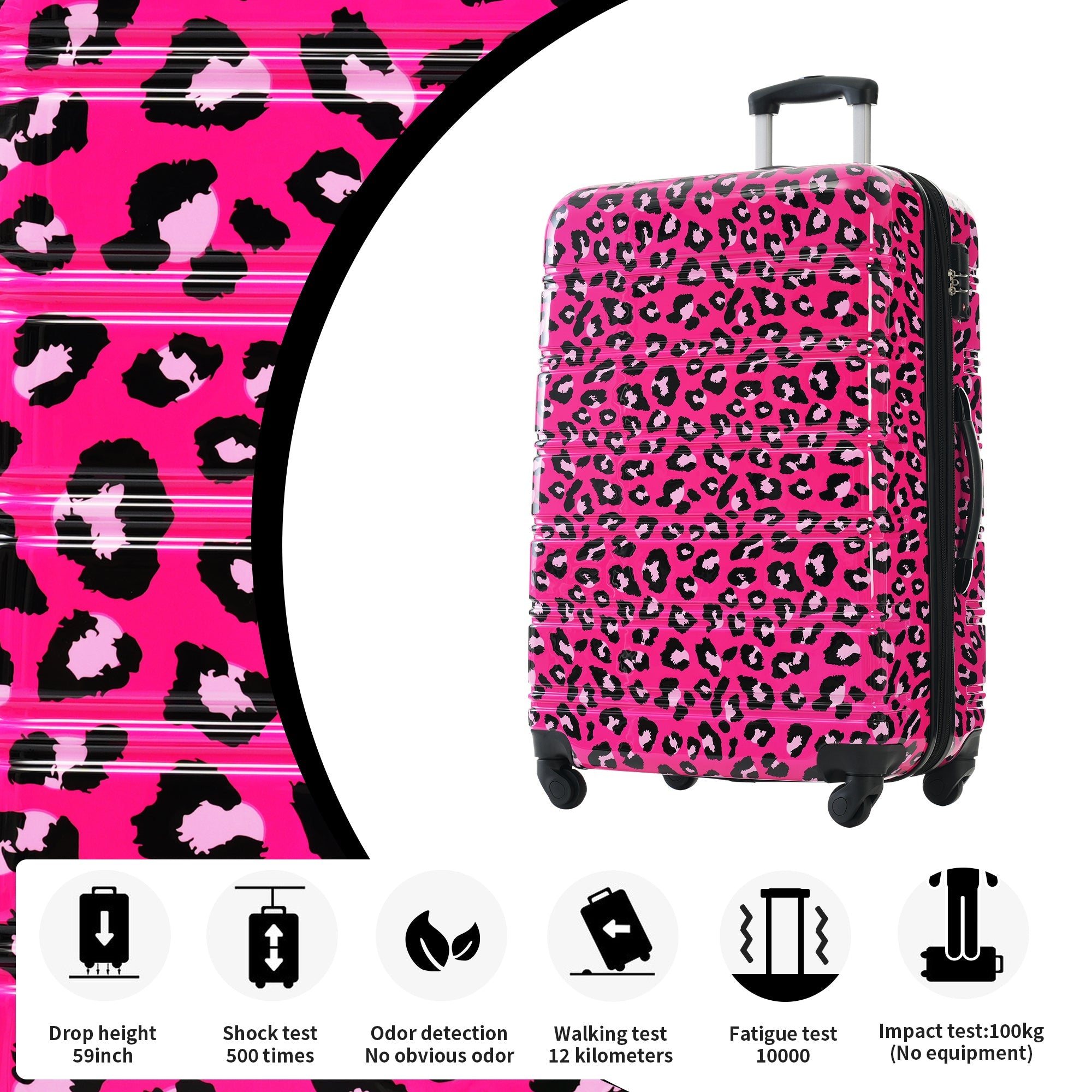 Hot Pink Three Piece Hardshell Luggage Set with TSA Lock 