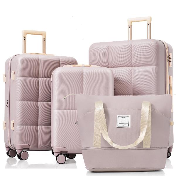 Four Piece with USB Port and Expandable ABS Durable Luggage Set