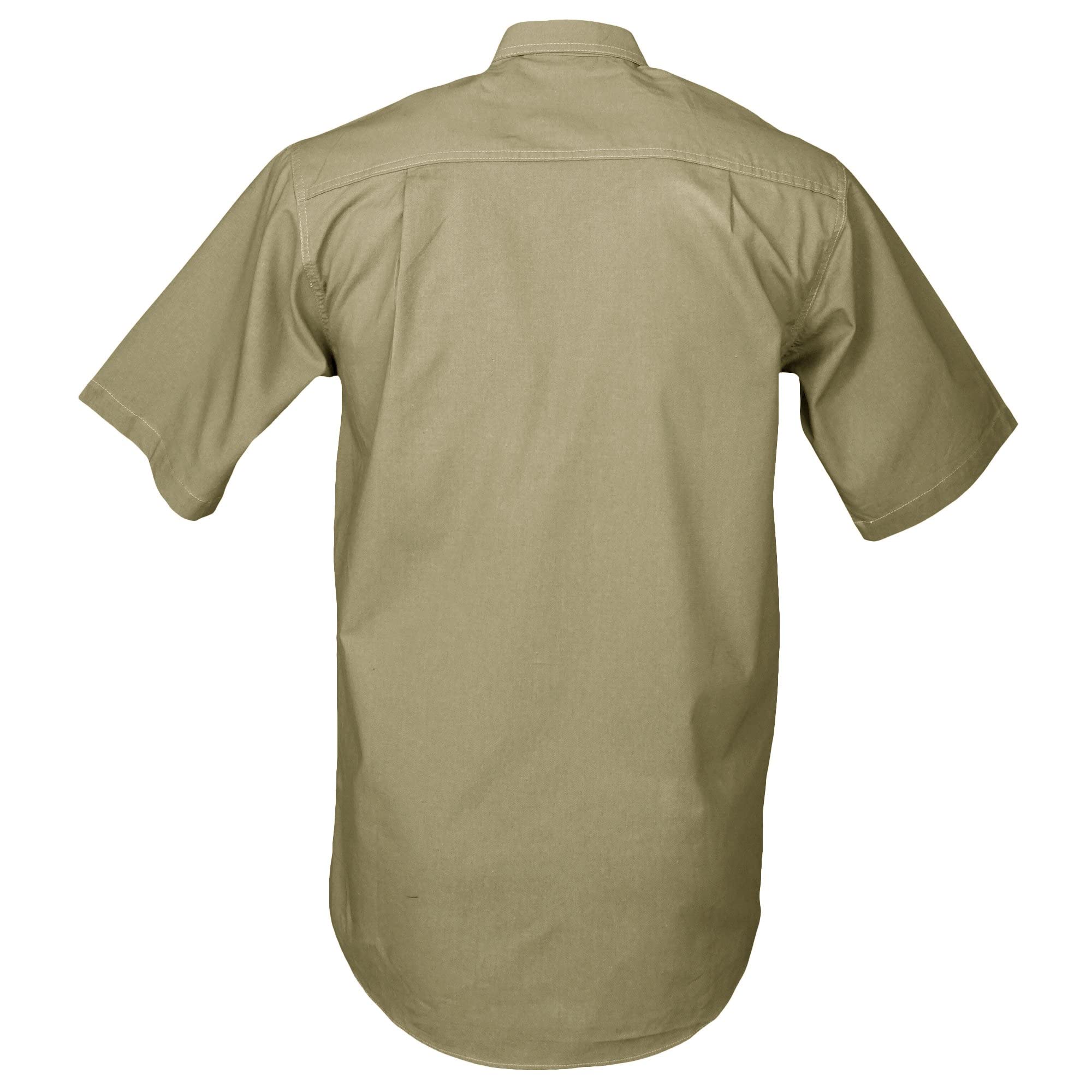 Beige short-sleeve shirt on a white background