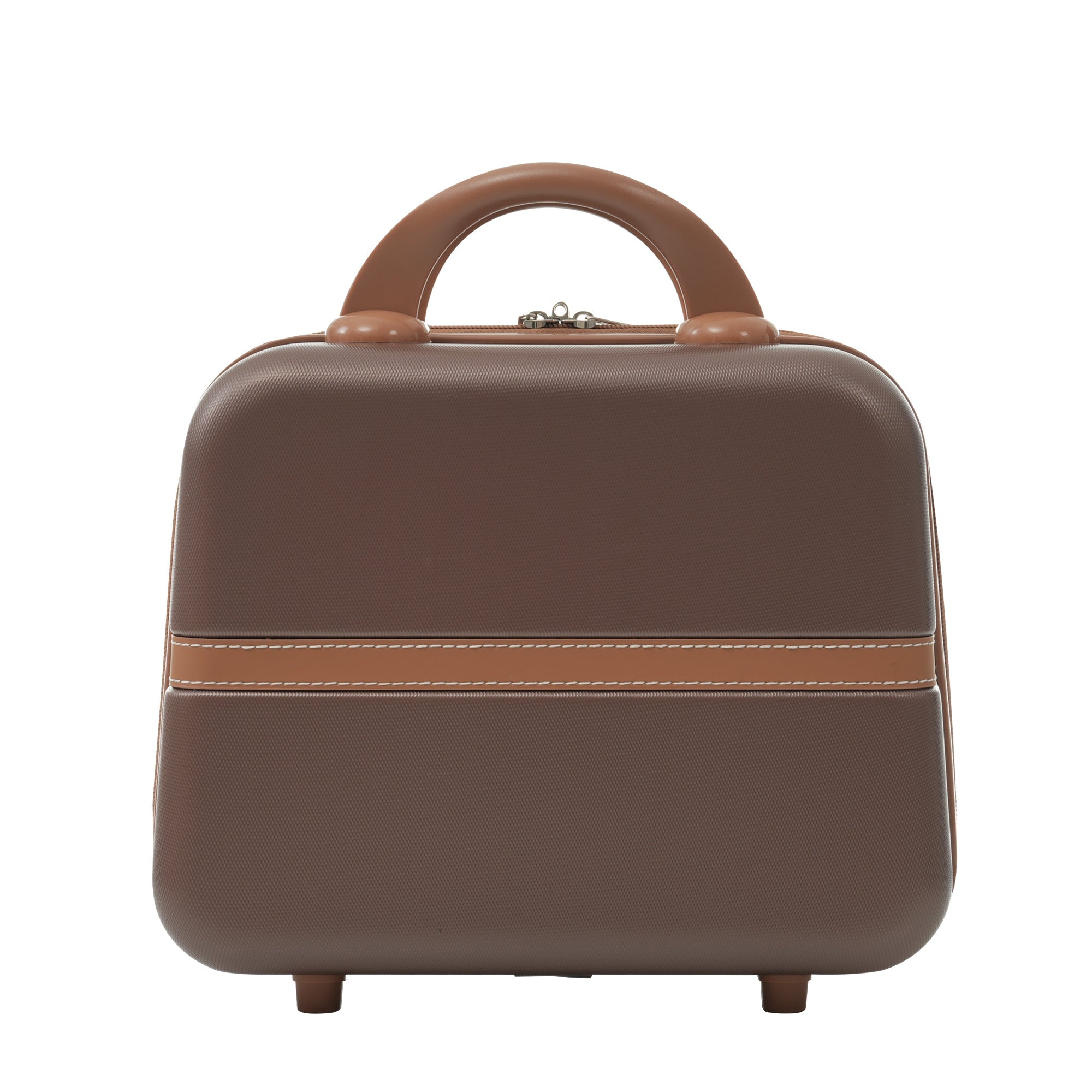 Brown Hardshell Luggage Set and Cosmetic Case Spinner Suitcase with TSA Lock 