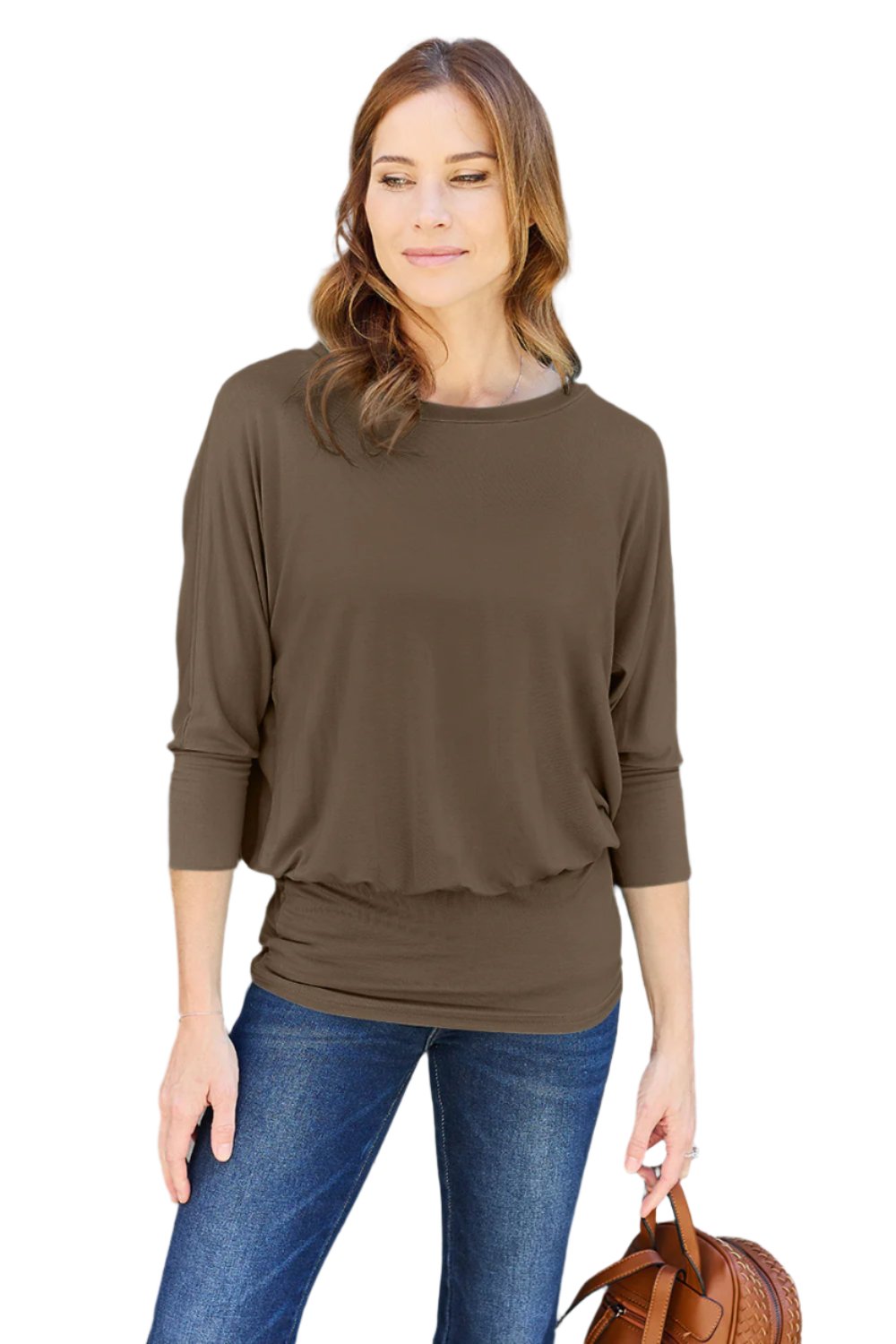 Basic Bae Full Size Round Neck Batwing Sleeve Top