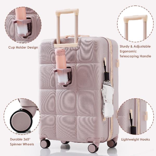 Four Piece with USB Port and Expandable ABS Durable Luggage Set