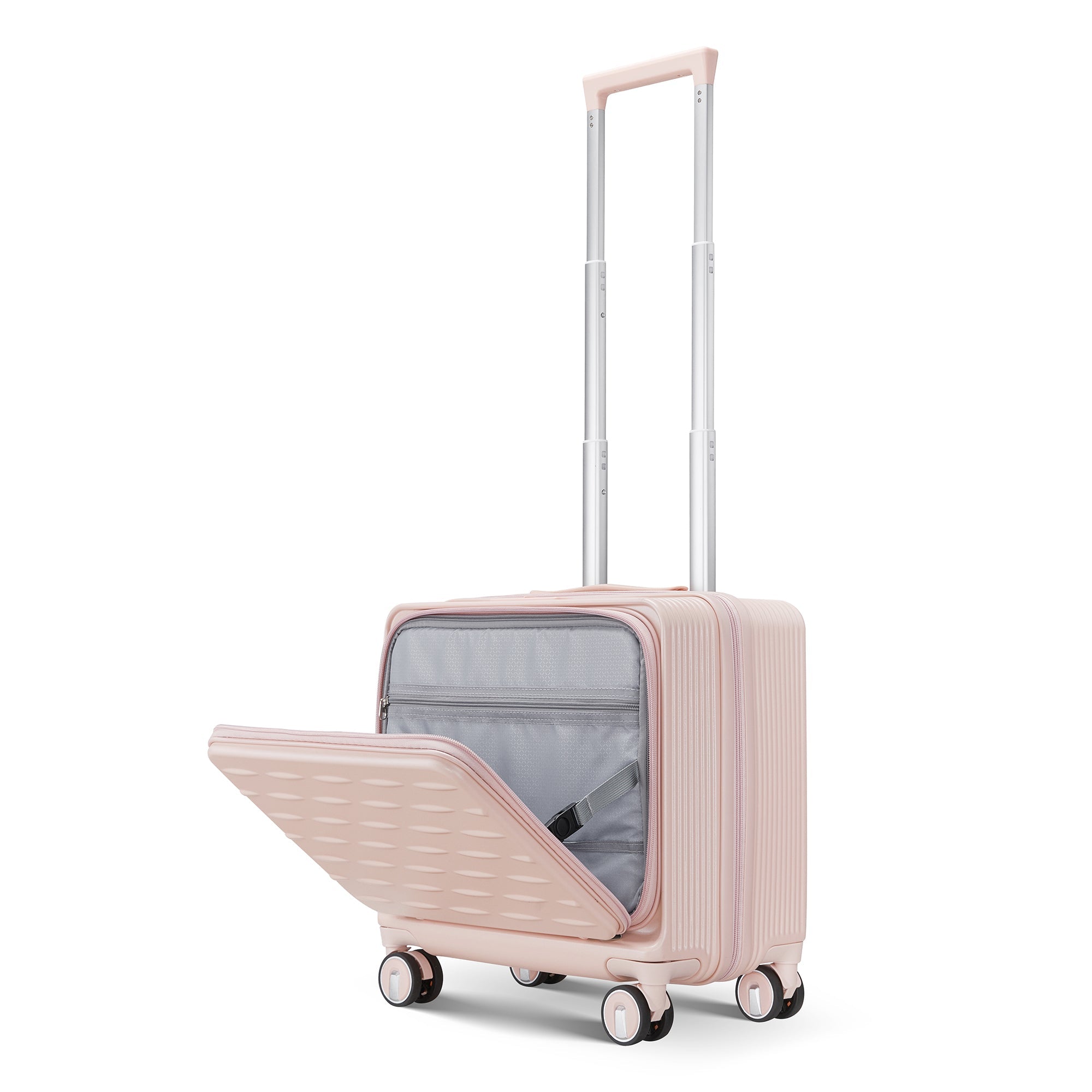 Pink Carry On Luggage with Front Open Door and Laptop Interlayer