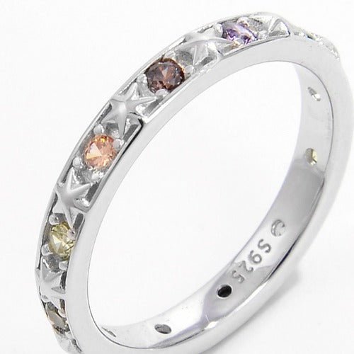 Sterling Silver Inlaid Zircon Ring