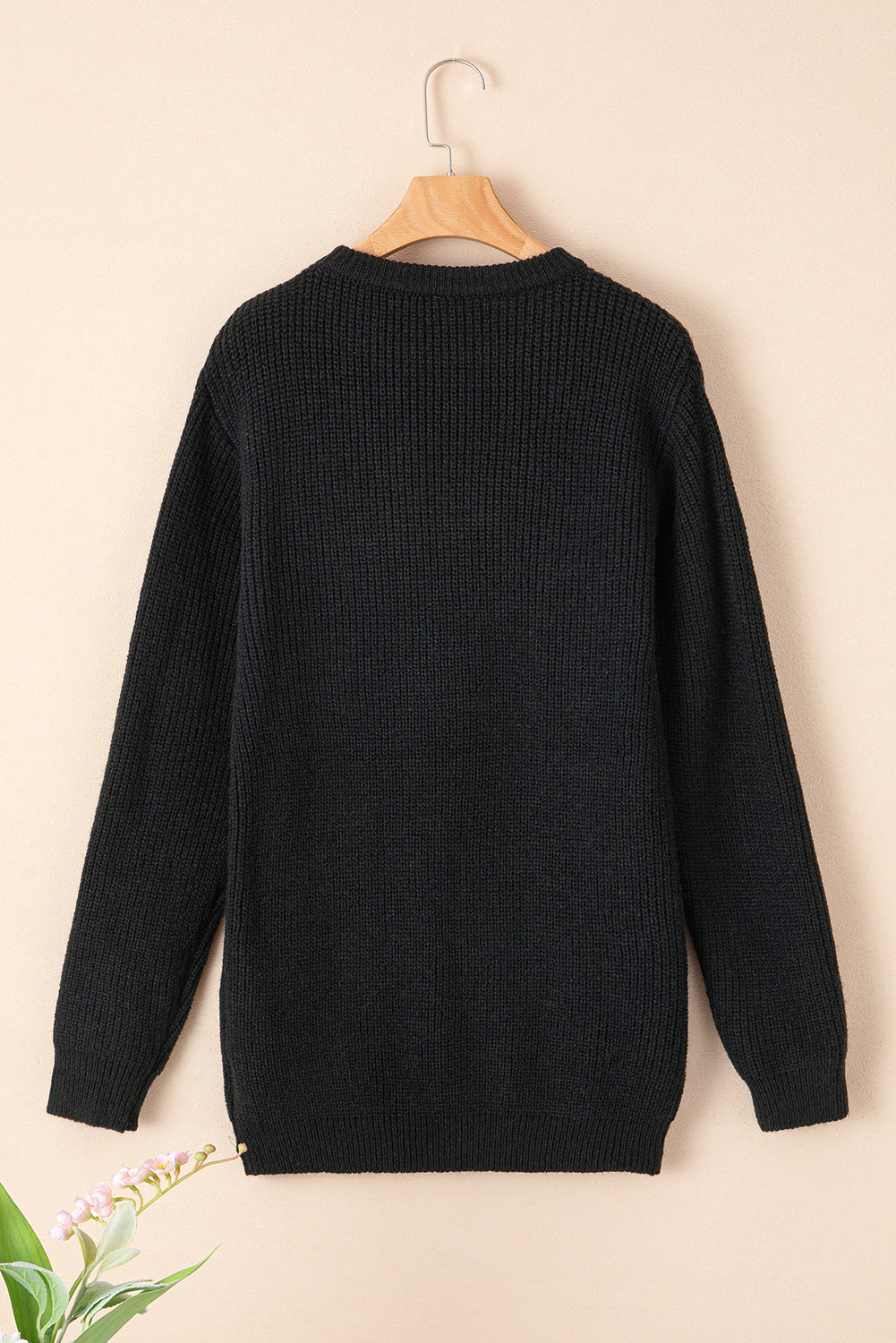 Black Valentines Heart Sketch Round Neck Sweater