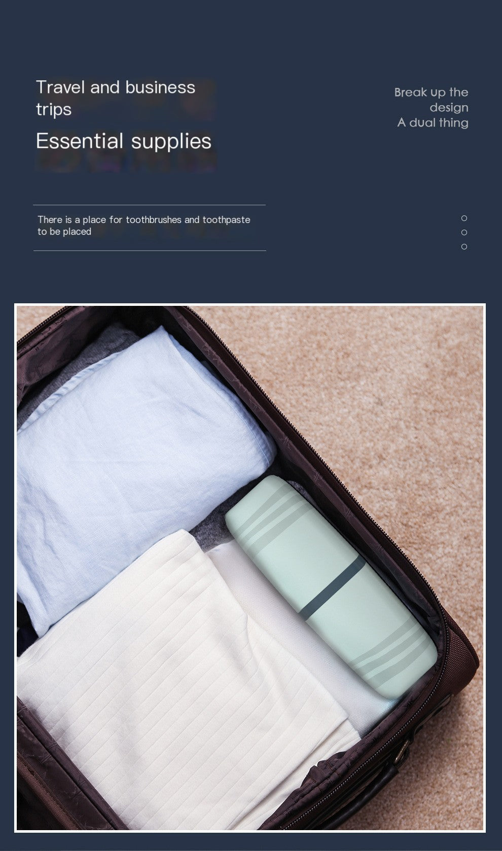 Travel kit with toothbrushes and toothpaste on a textured surface