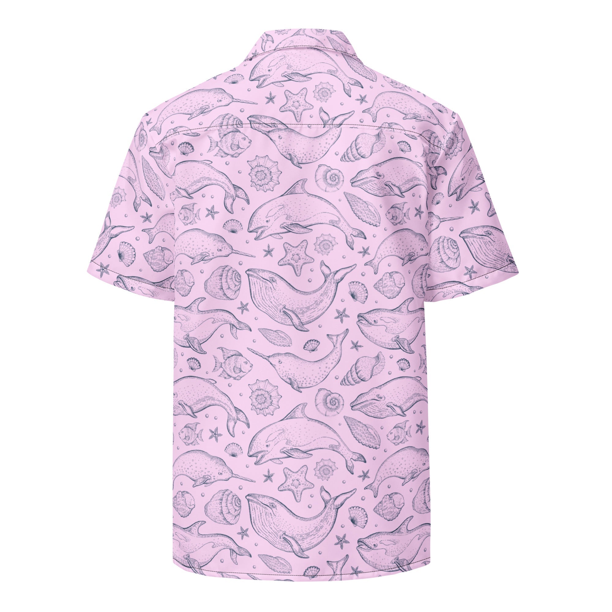 Pink Whale Pod Pattern Hawaiian Shirt 