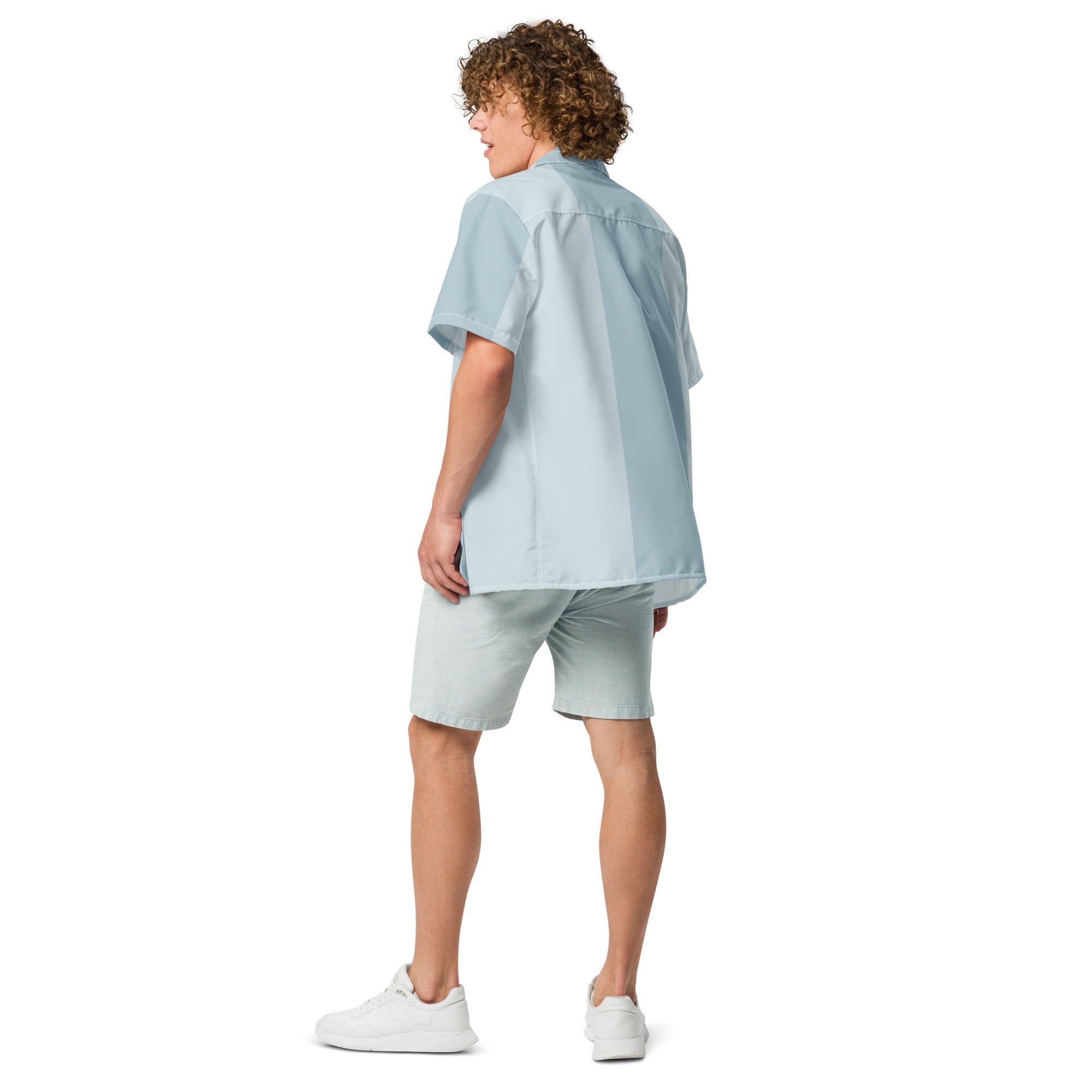 Mako Blue and Gray Button Down Camp Shirt