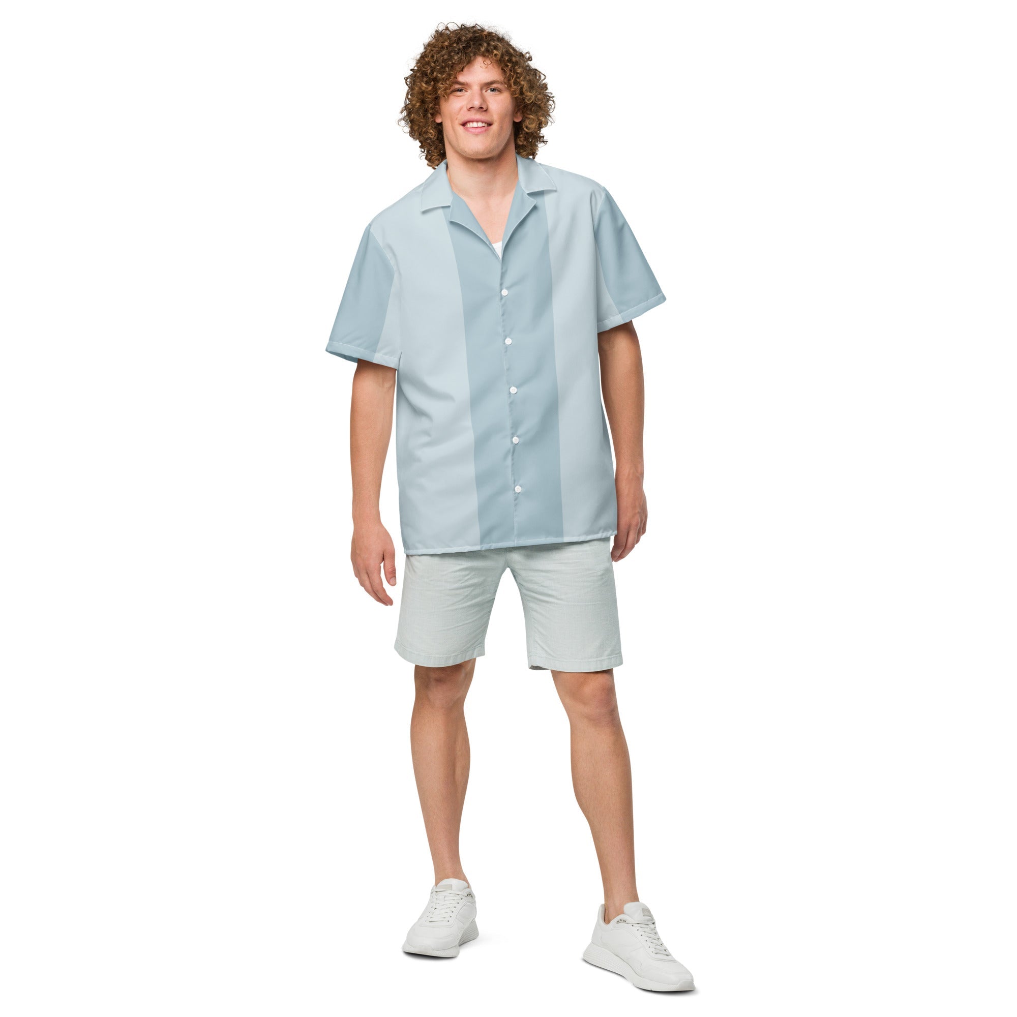 Mako Blue and Gray Button Down Camp Shirt