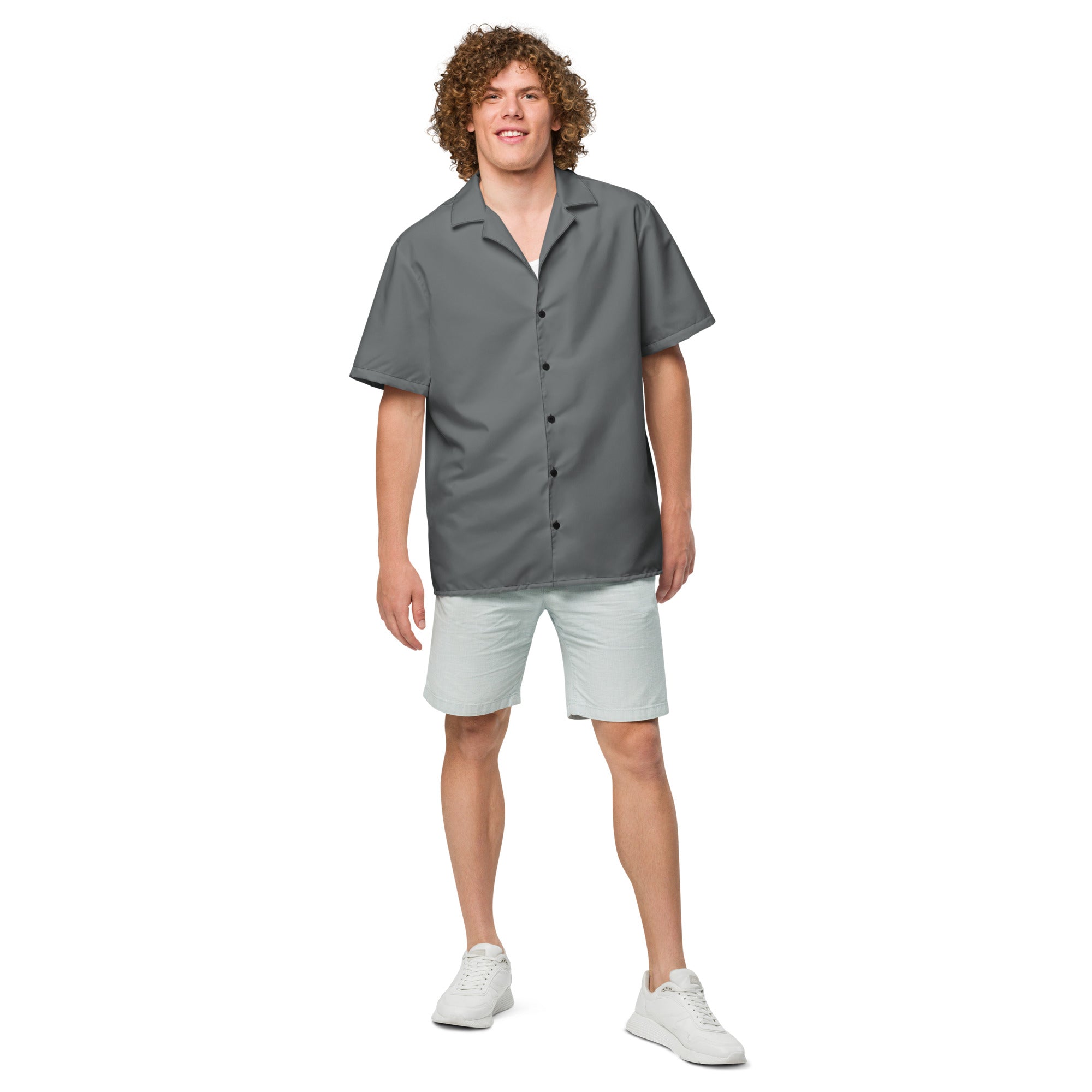 Labelless Shadow Grey Button Down Camp Shirt