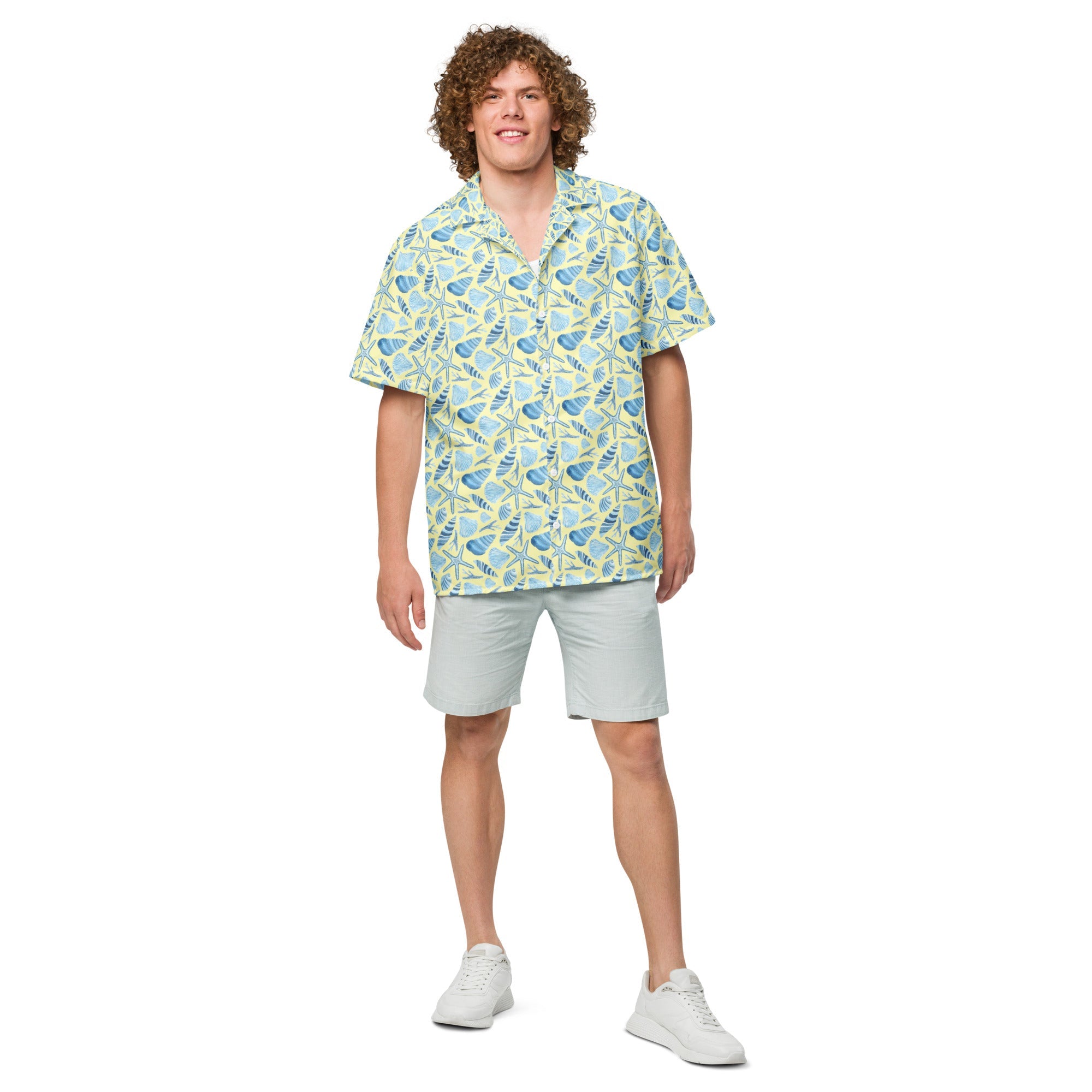 Sunny Shell Button Down Hawaiian Shirt