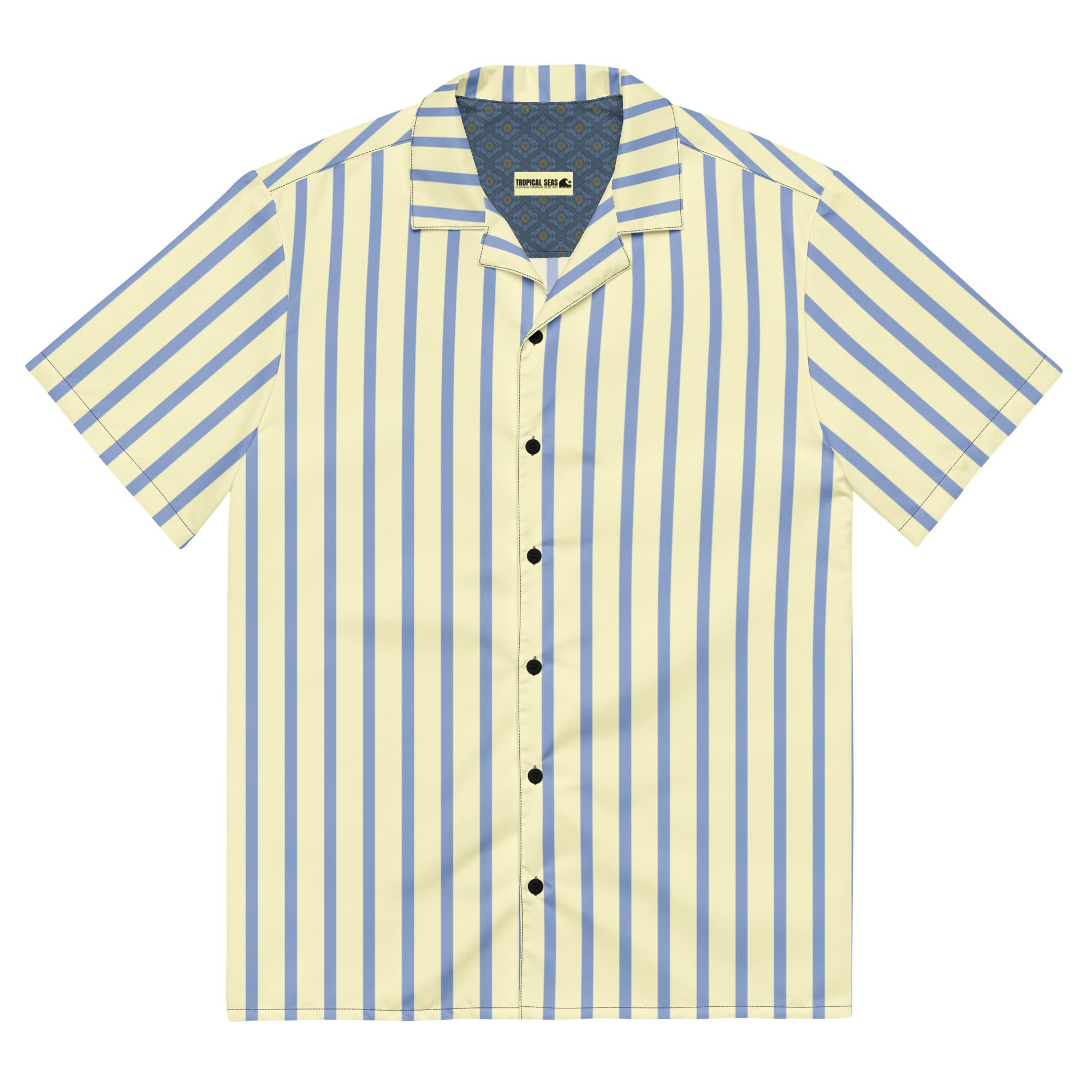 Mellow Yellow an Marlin Blue Striped Button-Down Camp Shirt