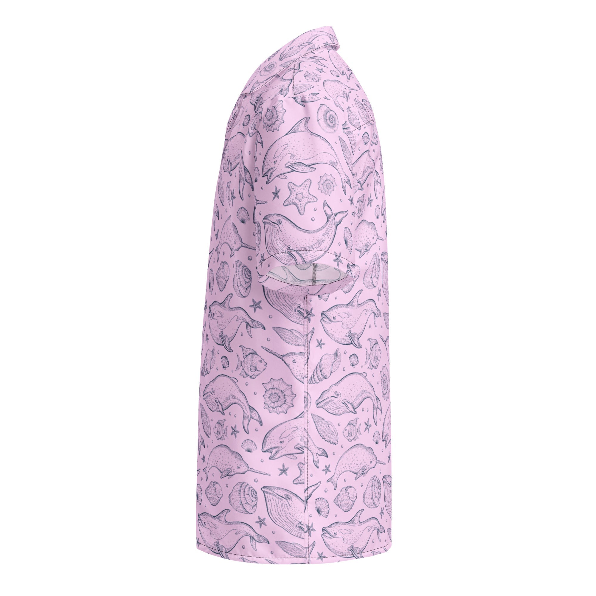 Pink Whale Pod Pattern Hawaiian Shirt 