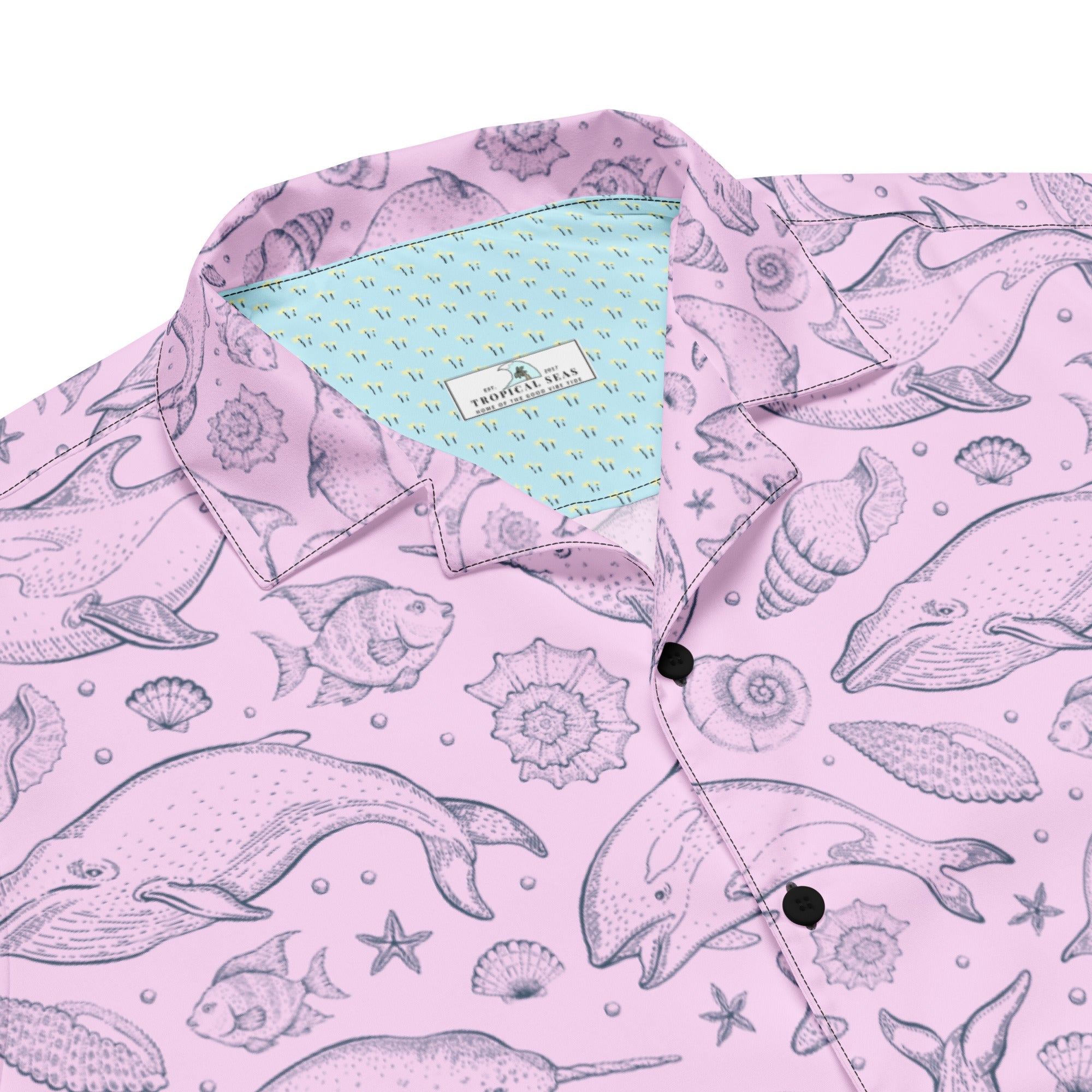 Pink Whale Pod Pattern Hawaiian Shirt 