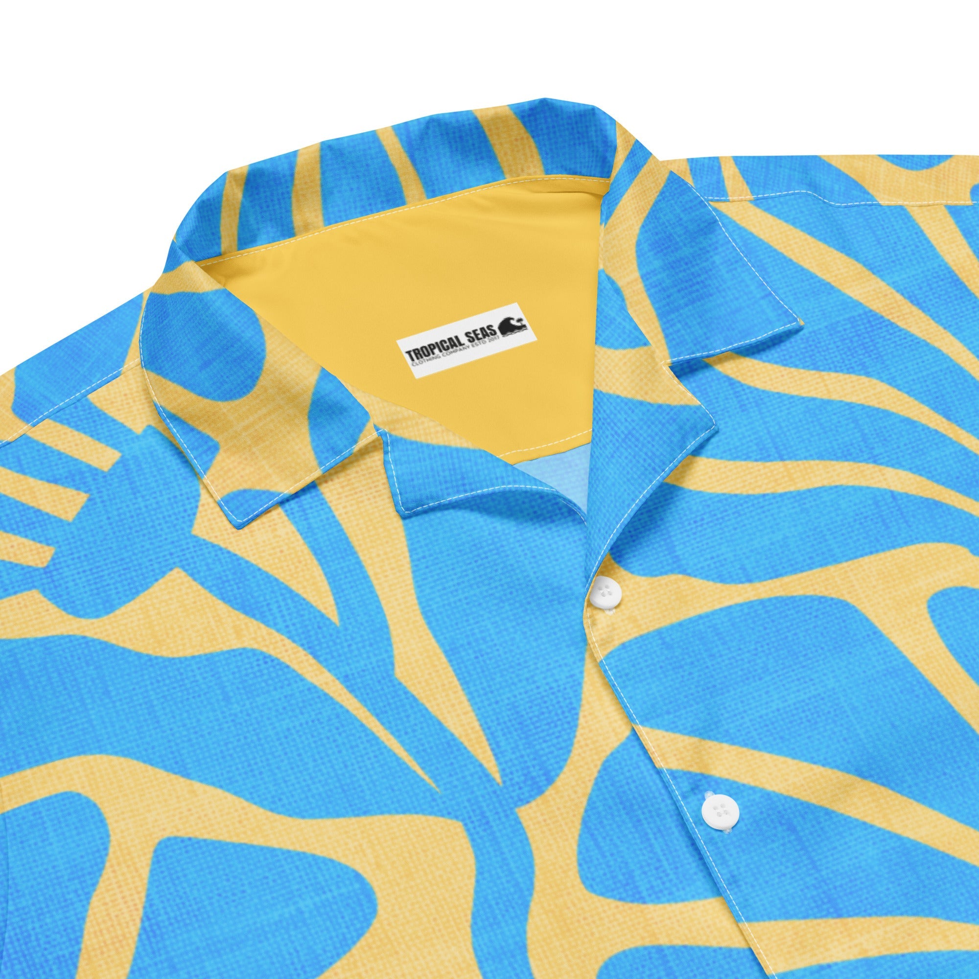 Men's Blue and Gold Ancient Floral Hawaiian Shirt